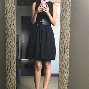 Black, sleeveless eyelet dress